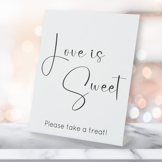 Modern Script Love is Sweet Pedestal Sign (Creator Uploaded)