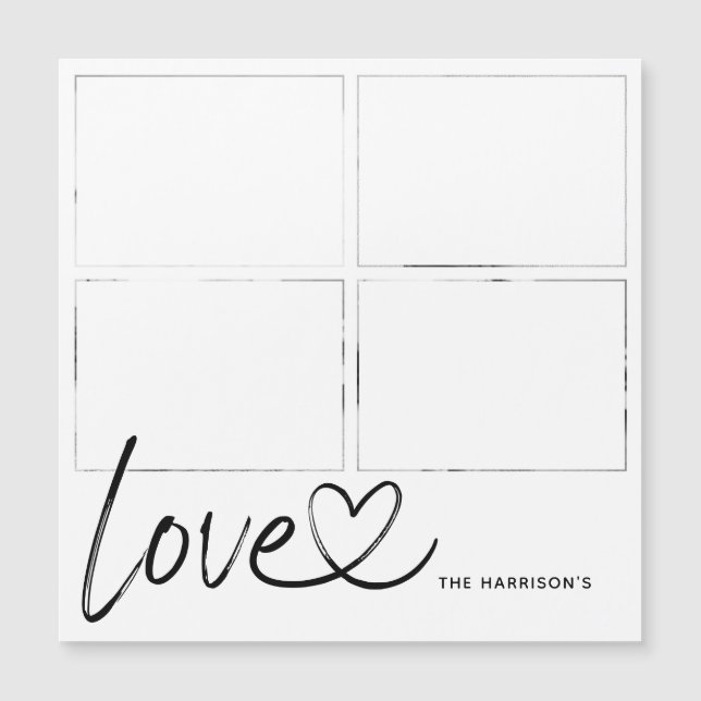 Modern Script Love Photo Collage Magnetic Card (Front)