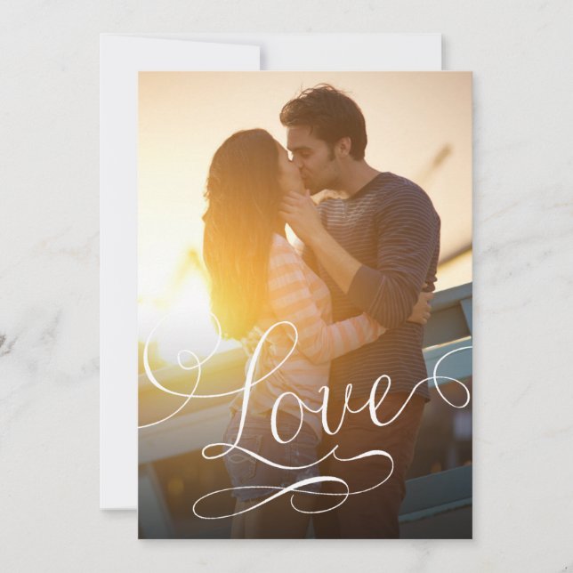 Modern Script Love Romantic Photo Save The Date (Front)