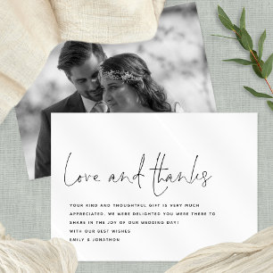 Modern Script Love Thanks Photo Wedding Thank You Card