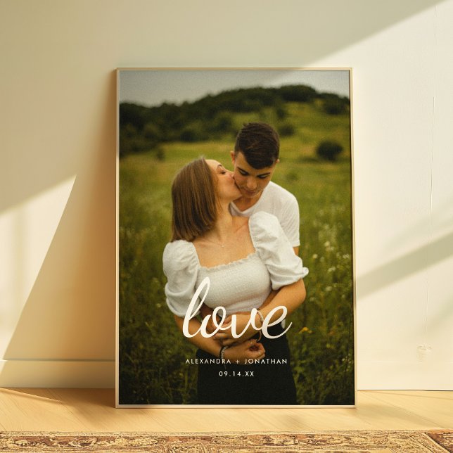 Modern Script 'Love' Wedding Couple Photo Poster (Creator Uploaded)