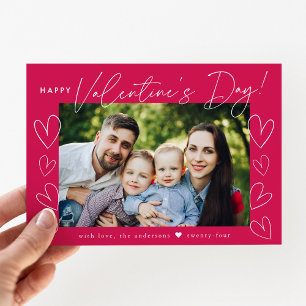 Modern Script Magenta Valentine's Day Photo Holiday Card