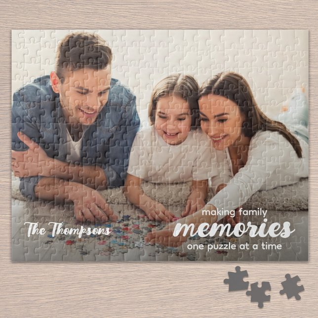 Modern Script Making Memories Family Photo Jigsaw Puzzle (Creator Uploaded)