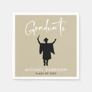 Modern Script Male Graduation Party Napkin