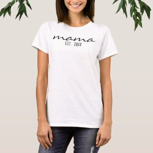 Modern Script Mama Established Date New Mum To Be T-Shirt
