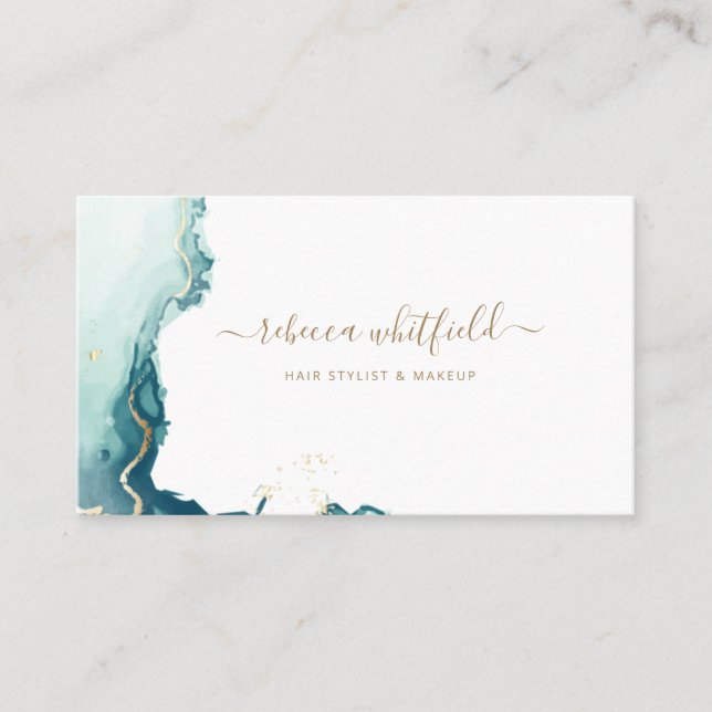 Modern Script Marble Agate Abstract Pattern Business Card (Front)