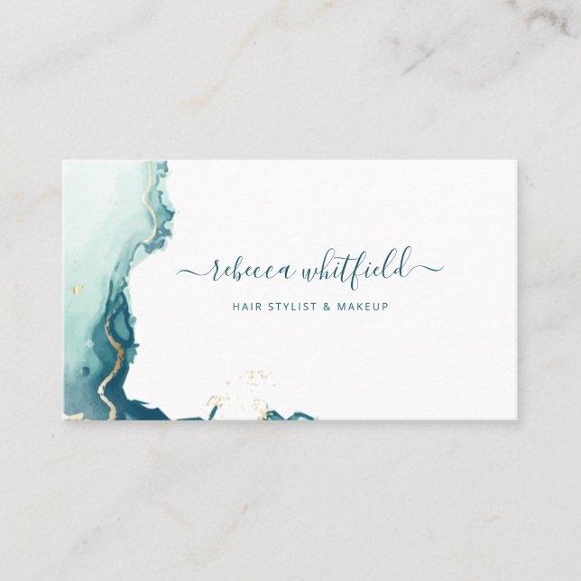 Modern Script Marble Agate Pattern Business Card (Front)