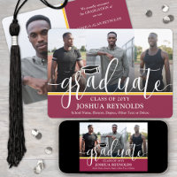 Modern Script Maroon and Gold 4 Photo Graduation