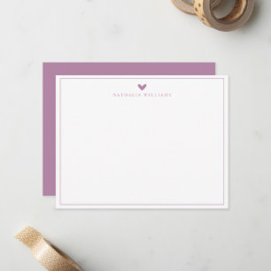 Modern Script Mauve Heart Border Monogram Card