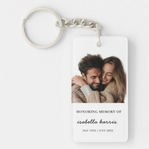 Modern Script Memorial Photo Keepsake Key Ring