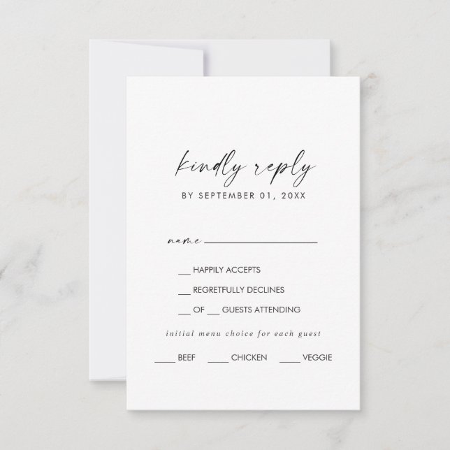 Modern Script Menu Choice RSVP Card (Front)