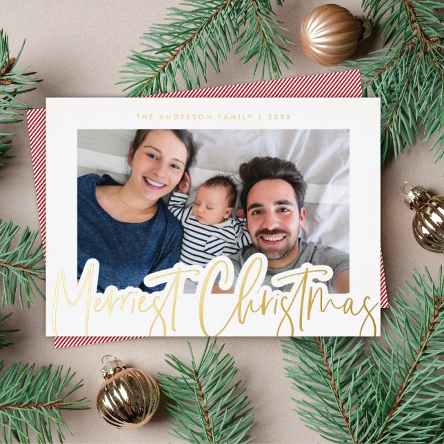 Modern Script Merriest Christmas Photo Gold (Creator Uploaded)