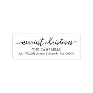 Modern Script "Merriest Christmas" Rubber Stamp