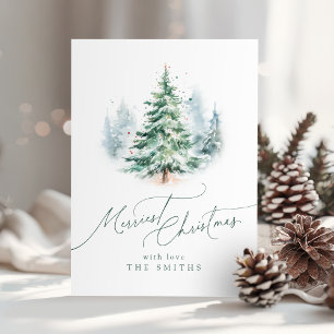 Modern Script Merriest Christmas Tree Holiday Card