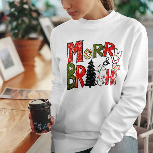 Modern Script Merry And Bright Colourful Christmas Sweatshirt