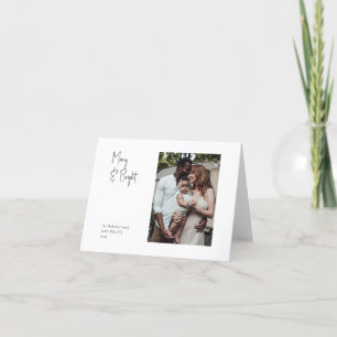 Modern Script Merry & Bright Folded Single Photo Holiday Card