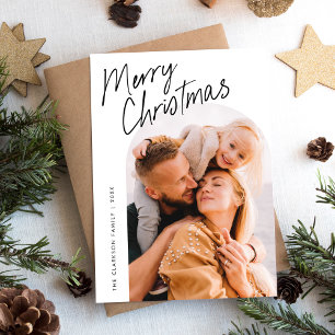 Modern Script Merry Christmas Arch 2 Photo Holiday Card