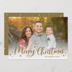 Modern Script Merry Christmas Calligraphy Photo Holiday Card
