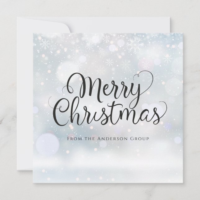 Modern Script Merry Christmas Corporate Holiday Card (Front)