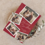 Modern Script Merry Christmas Photo Collage<br><div class="desc">Modern Script Merry Christmas Photo Collage Holiday Magnetic Card. The back is a magnet. Click the personalise button to customise this design with your photos and text.</div>