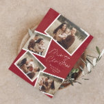 Modern Script Merry Christmas Photo Collage  Holiday Card<br><div class="desc">Modern Script Merry Christmas Photo Collage Holiday Card with additional message from the family on the back. Click the personalise button to customise this design with your photos and text.</div>