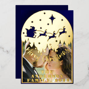 Modern Script Merry Christmas Photo Foil Holiday 