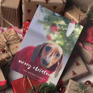 Modern Script Merry Christmas Photo Holiday Card