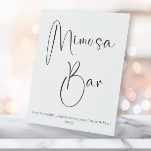 Modern Script Mimosa Bar Bridal Shower Pedestal Sign