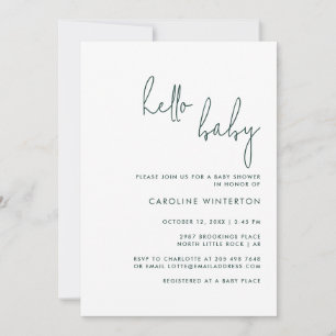 Modern Script Minimal Baby Shower Invitation