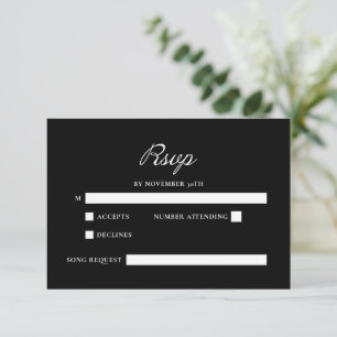 Modern Script Minimal Calligraphy Black Wedding RSVP Card
