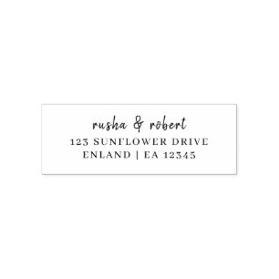 Modern Script Minimal Couple Wedding Address Self-inking Stamp