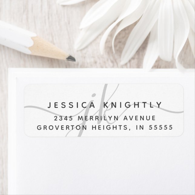 Modern Script Minimal Grey Monogram Initials (Insitu)