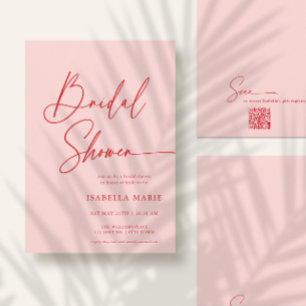 Modern Script MInimal Pink Red Bridal Shower Invitation