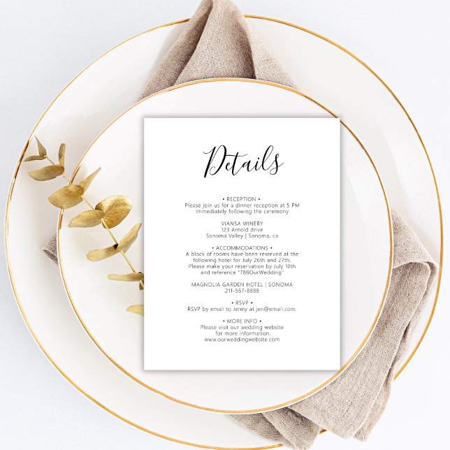 Modern Script Minimal Wedding Details  Enclosure Card (Creator Uploaded)