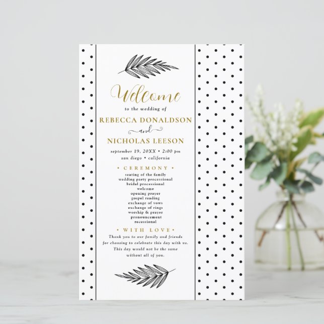 Modern Script Minimal Wedding Program (Standing Front)