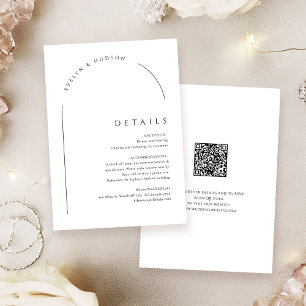Modern Script Minimalist Arch QR code Details Card
