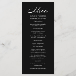 Modern Script Minimalist Black Wedding Menu
