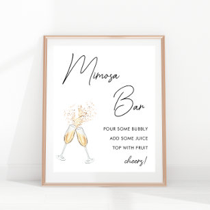 Modern Script Minimalist Bridal Shower Mimosa Bar  Poster