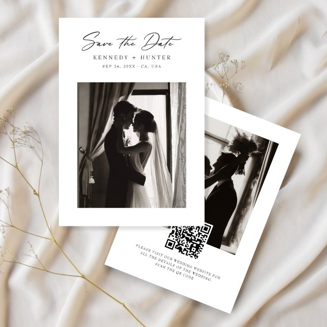 Modern Script Minimalist Elegant Wedding Photo Save The Date (Creator Uploaded)