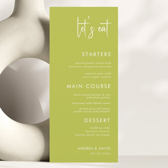 Modern Script Minimalist Let's Eat White Wedding   Menu (Creator Uploaded)