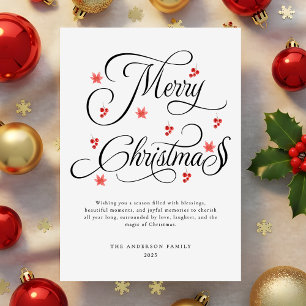 Modern Script Minimalist Merry Christmas Holiday Card