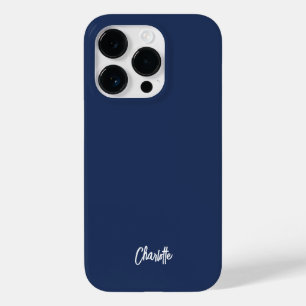 Modern Script Minimalist Navy Blue Personalised Case-Mate iPhone 14 Pro Case