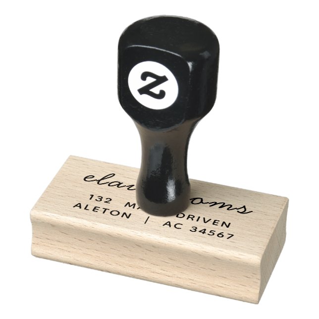 Modern Script | Minimalist Personalized Return  Rubber Stamp (Stamp)