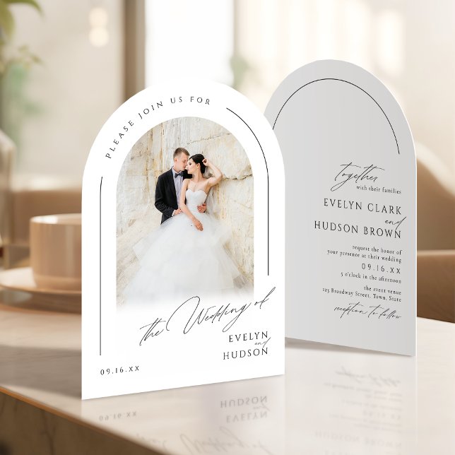 Modern Script Minimalist Photo Arch Wedding Invitation (Modern Script Minimalist Photo Arch Wedding Invitation)