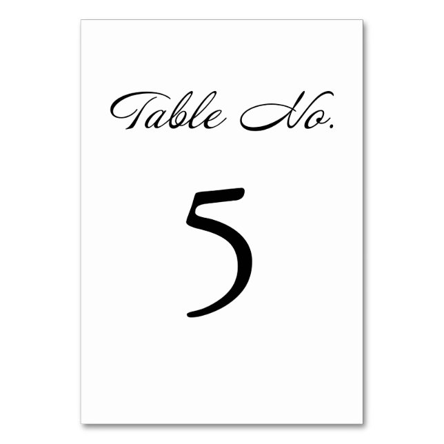 Modern Script Minimalist White Wedding Table Number (Front)