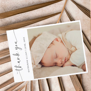 Modern Script Minimalistic Thank You Photo Postcard