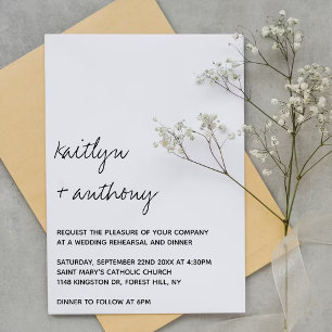 Modern Script Minimalistic Wedding Rehearsal Invitation