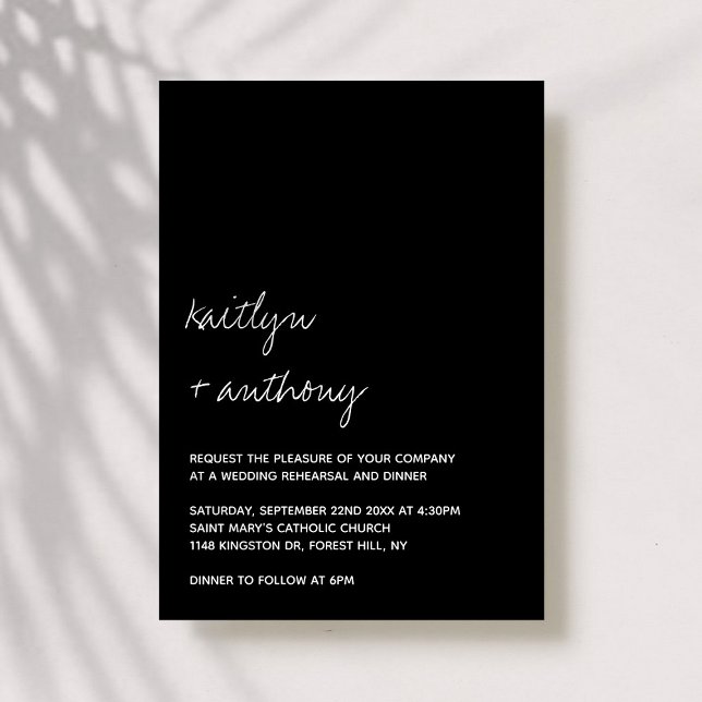 Modern Script Minimalistic Wedding Rehearsal Invitation (Creator Uploaded)