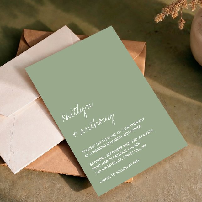 Modern Script Minimalistic Wedding Rehearsal Invitation (Creator Uploaded)