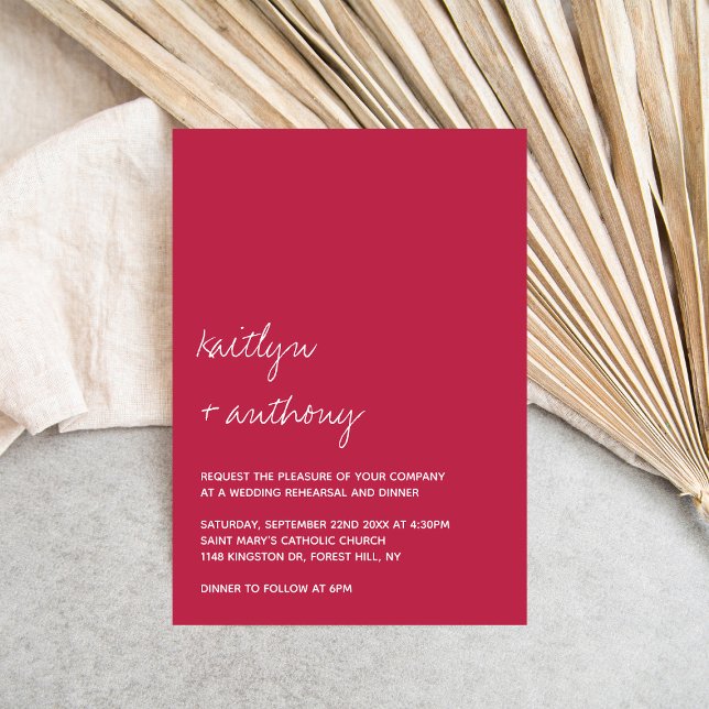 Modern Script Minimalistic Wedding Rehearsal Invitation (Creator Uploaded)